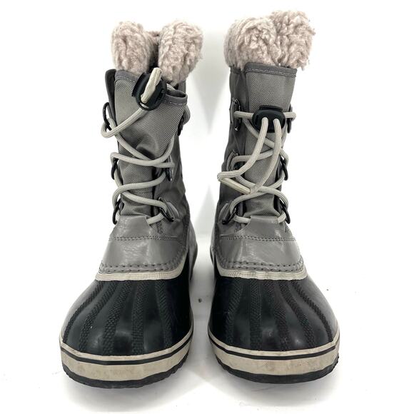 Sorel Kids 4 Gray Canvas Yoot Pac Insulated Waterproof Winter Rain Boot - Picture 4 of 9